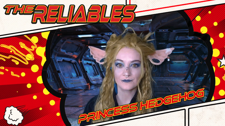 a small goblin grins and shows peace signs