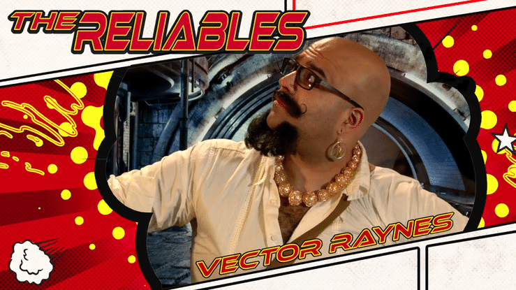 a man with a curly moustache striking a pose