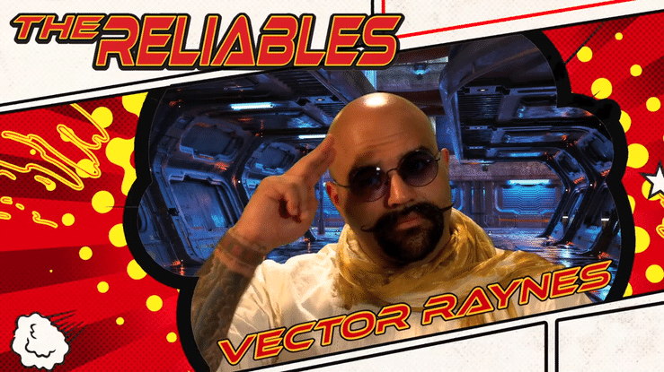 a man with a curly moustache striking a pose